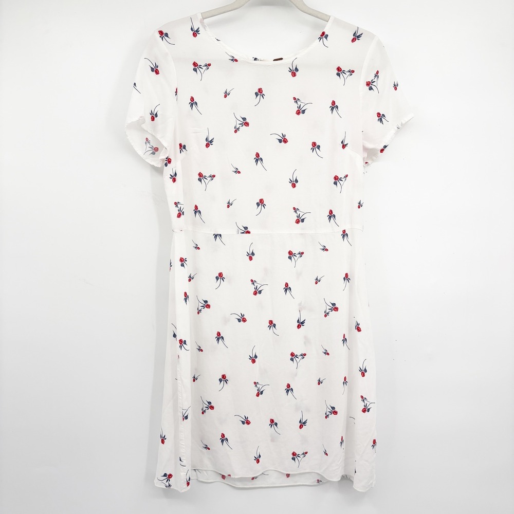 Free People Womens White Ditsy Floral Rosebud Cottagecore Mini Dress Size M